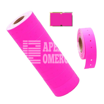 ETIQUETAS EN ROLLO C/10 FLUORESCENTES ROSA